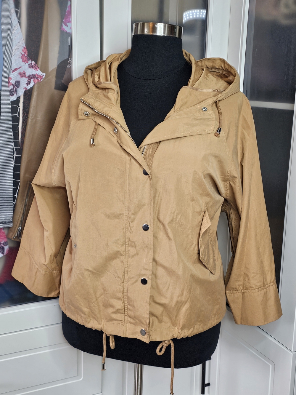 Lane Bryant Drawstring Hooded Utility Jacket - Camel Tan Size 18/20W